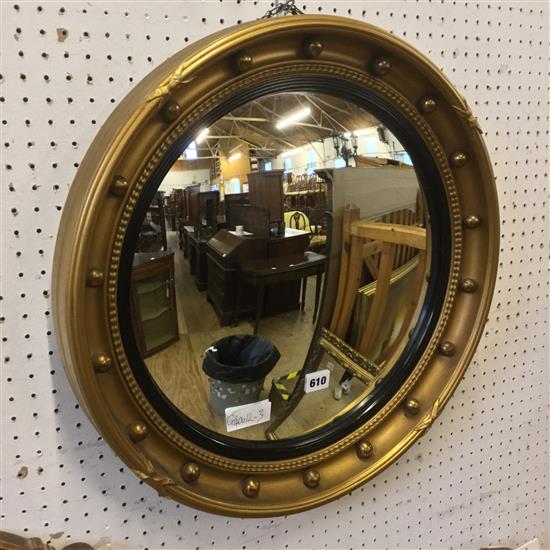 Gilt convex wall mirror